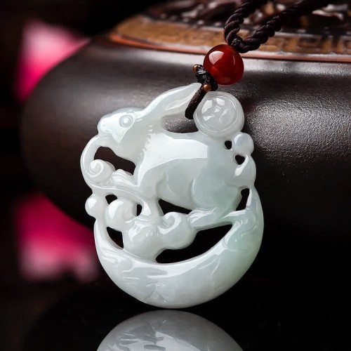 Year of the Rabbit White Jade Crescent Moon Necklace Year of the Rabbit White Jade Crescent Moon Necklace