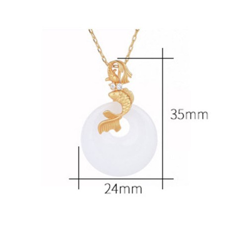 White Jade Koi Fish Wealth Necklace Pendant White Jade Koi Fish Wealth Necklace Pendant