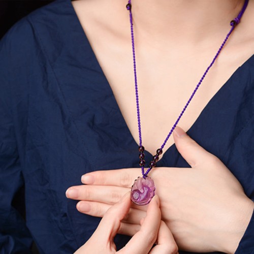 Amethyst Citrine Nine-Tailed Fox Luck Necklace Pendant Amethyst Citrine Nine-Tailed Fox Luck Necklace Pendant