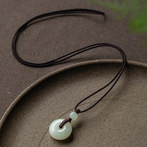 Round Jade Peace Buckle Luck Necklace Round Jade Peace Buckle Luck Necklace