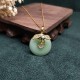 Round Jade Leaf Blessing Necklace Pendant