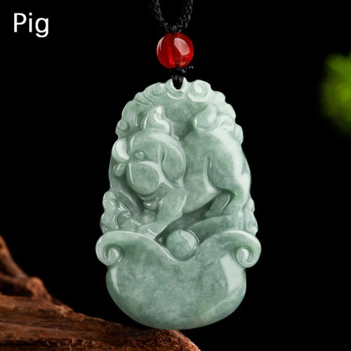 Natural Green Jade Chinese Zodiac Luck Necklace Natural Green Jade Chinese Zodiac Luck Necklace