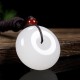 Round Hetian White Jade Peace Blessing Necklace