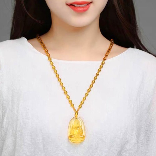 Citrine Guardian Buddha Serenity Necklace Pendant Citrine Guardian Buddha Serenity Necklace Pendant