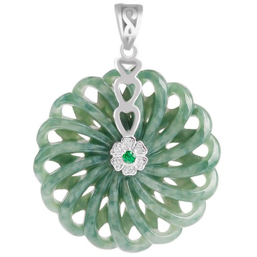Round Jade Peace Abundance Necklace Pendant