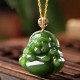 925 Silver Laughing Buddha Hetian Jade 18K Gold Necklace 925 Silver Laughing Buddha Hetian Jade 18K Gold Necklace