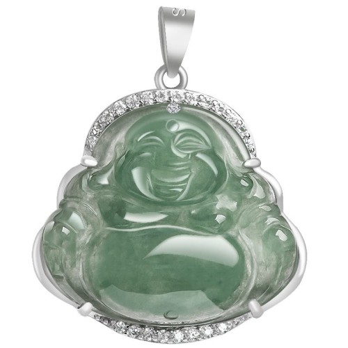 925 Silver Laughing Buddha Jade Luck Necklace 925 Silver Laughing Buddha Jade Luck Necklace