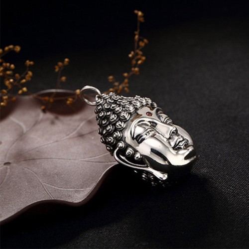 925 Sterling Silver Buddha Head Compassion Necklace 925 Sterling Silver Buddha Head Compassion Necklace