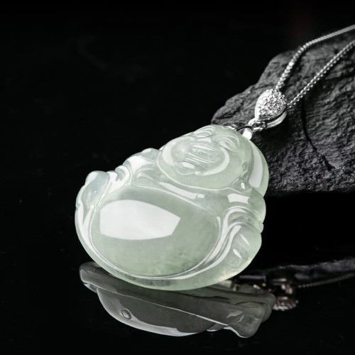 925 Sterling Silver Jade Laughing Buddha Necklace 925 Sterling Silver Jade Laughing Buddha Necklace