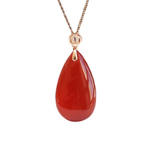 925 Silver Waterdrop Red Agate Confidence Necklace 925 Silver Waterdrop Red Agate Confidence Necklace