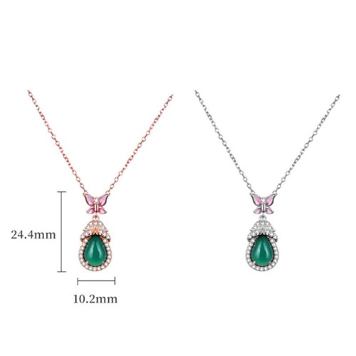 925 Silver Green Chalcedony Butterfly Courage Necklace 925 Silver Green Chalcedony Butterfly Courage Necklace