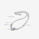 Sterling Silver Pearl Larimar Sincerity Necklace Pendant Sterling Silver Pearl Larimar Sincerity Necklace Pendant