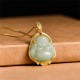 Sterling Silver Laughing Buddha Jade Luck Necklace