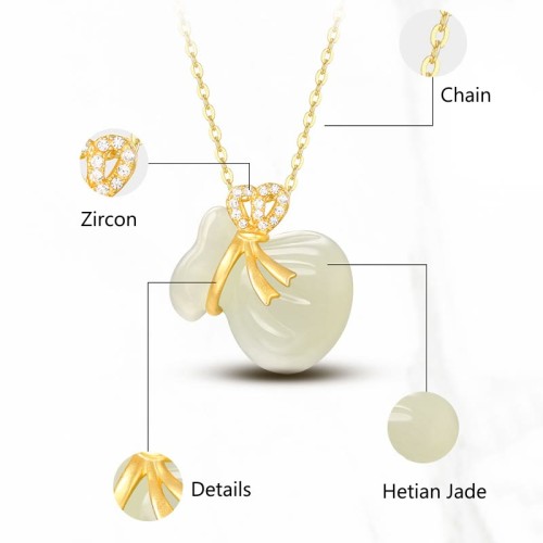 Natural Hetian White Jade Money Bag Necklace