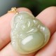 Sterling Silver Laughing Buddha Cyan Jade Success Necklace