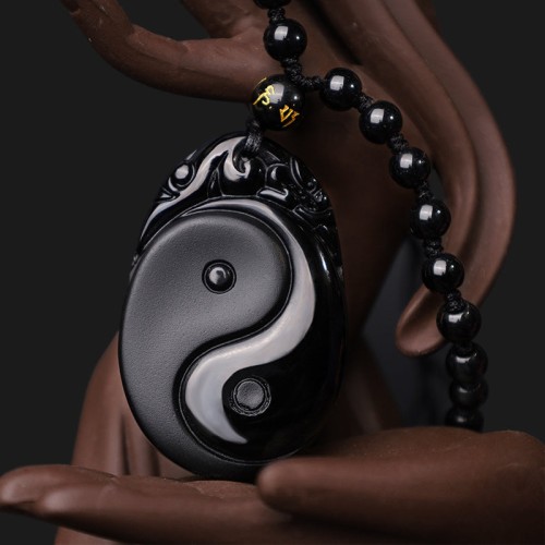 Black Obsidian Yin Yang Strength Necklace