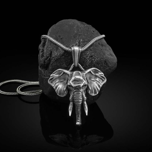 Elephant Pewter Titanium Strength Necklace Pendant