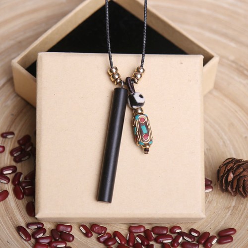 Tibetan Ebony Dzi Bead Peace Necklace Pendant Tibetan Ebony Dzi Bead Peace Necklace Pendant