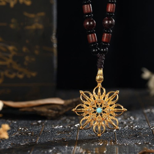 Tibetan Sterling Silver Dorje Vajra Turquoise Power Necklace Tibetan Sterling Silver Dorje Vajra Turquoise Power Necklace