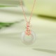 925 Silver Ginkgo Leaf Chalcedony Fu Character Necklace 925 Silver Ginkgo Leaf Chalcedony Fu Character Necklace