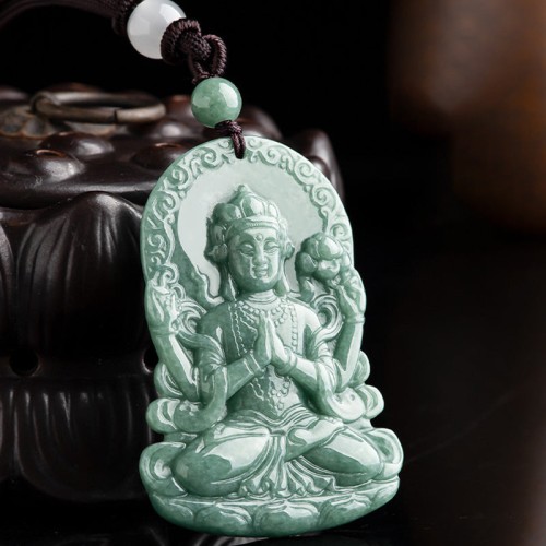 Four-armed Avalokitesvara Jade Amulet Necklace Four-armed Avalokitesvara Jade Amulet Necklace
