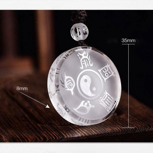 Taoism Five Sacred Mountains Yin Yang Liuli Crystal Balance Necklace