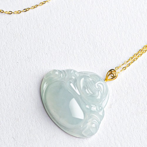 Laughing Buddha Jade 18K Gold Abundance Pendant Laughing Buddha Jade 18K Gold Abundance Pendant