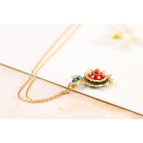 925 Silver Tibet Lotus Prayer Wheel Red Agate Necklace 925 Silver Tibet Lotus Prayer Wheel Red Agate Necklace
