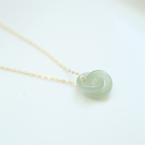 Sterling Silver Double Peace Buckle Hetian Jade Luck Pendant