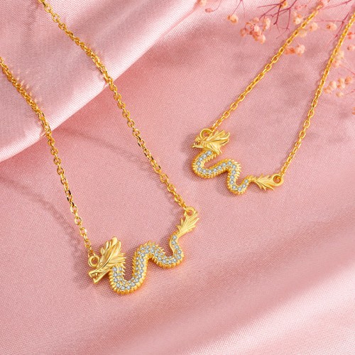 Golden Dragon Year Luck Chain Necklace Pendant Golden Dragon Year Luck Chain Necklace Pendant
