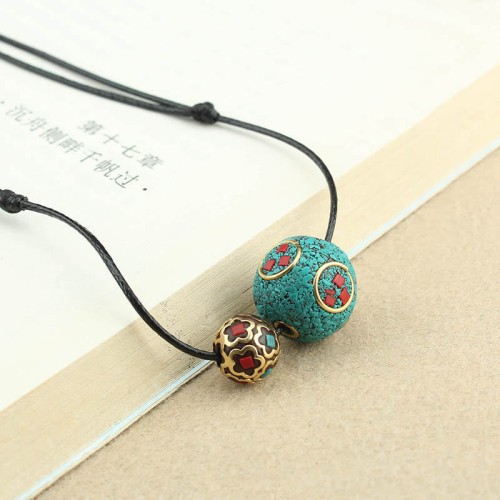 Tibetan Turquoise Double Bead Protection Necklace