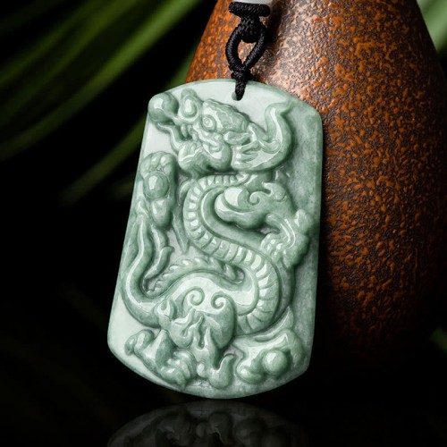 Year of the Dragon Jade Success Amulet Necklace