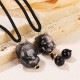 Silver Sheen Obsidian Nine-Tailed Fox Protection Necklace
