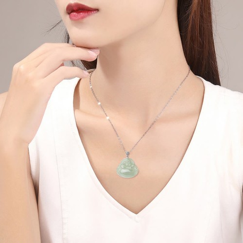 925 Sterling Silver Jade Laughing Buddha Necklace 925 Sterling Silver Jade Laughing Buddha Necklace
