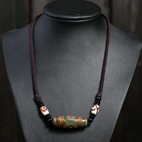Tibetan Nine-Eye Dzi Bead Protection Necklace