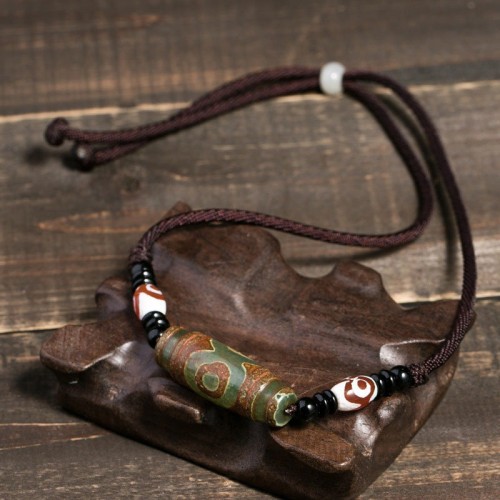 Tibetan Nine-Eye Dzi Bead Protection Necklace