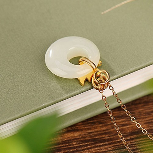 925 Silver Plated Gold Year of the Dragon Jade Necklace 925 Silver Plated Gold Year of the Dragon Jade Necklace