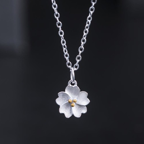 Sterling Silver Cherry Blossom Blessing Necklace Pendant Sterling Silver Cherry Blossom Blessing Necklace Pendant