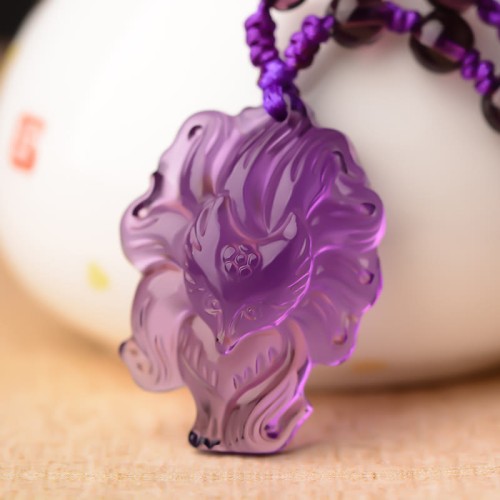 Amethyst Citrine Nine-Tailed Fox Luck Necklace Pendant Amethyst Citrine Nine-Tailed Fox Luck Necklace Pendant