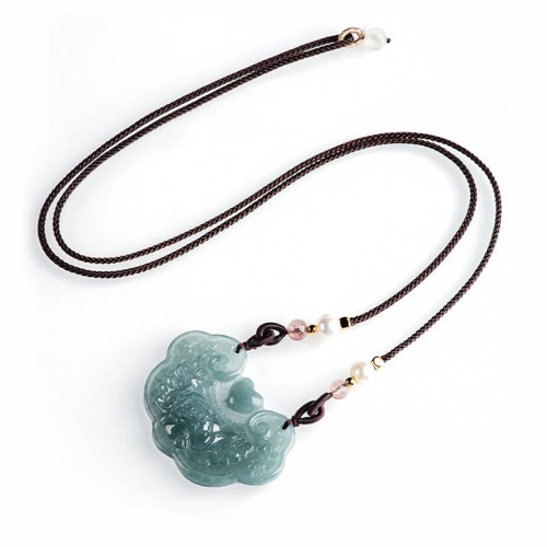 Natural Jade Peony Flower Luck Necklace Natural Jade Peony Flower Luck Necklace