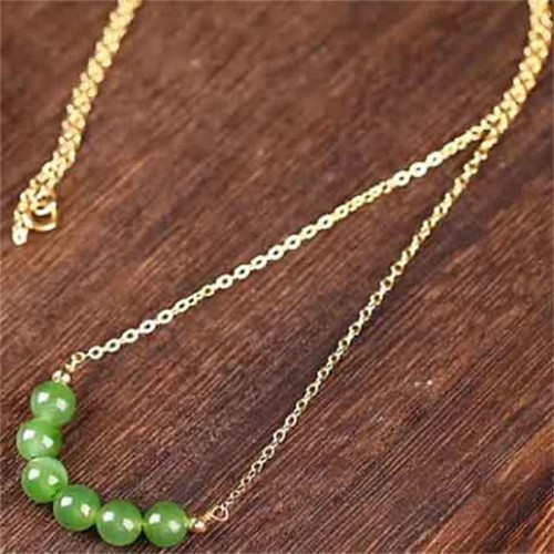 14K Gold Plated Hetian Cyan Jade Luck Necklace 14K Gold Plated Hetian Cyan Jade Luck Necklace