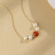 925 Silver Pearl Cinnabar Healing Bead Chain Necklace 925 Silver Pearl Cinnabar Healing Bead Chain Necklace