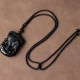 Black Obsidian Elephant Protection Key Chain Necklace Pendant