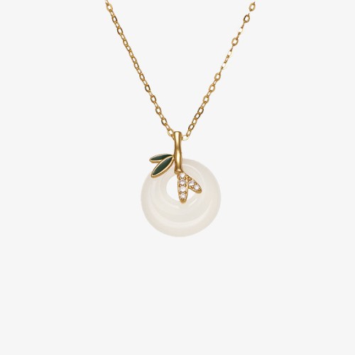 925 Silver Chalcedony Bamboo Leaf Peace Necklace 925 Silver Chalcedony Bamboo Leaf Peace Necklace