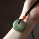 Round Jade Gray Jade Peace Luck Necklace Pendant