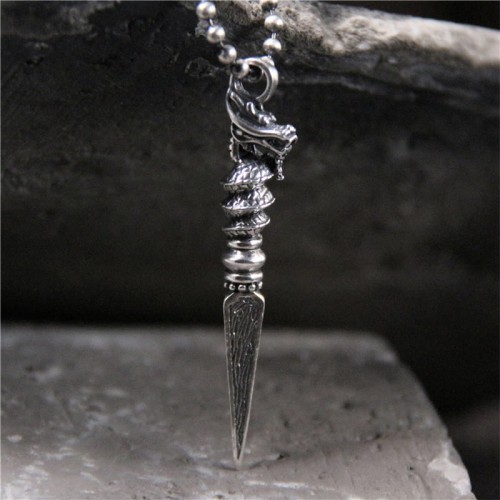 925 Sterling Silver Dragon Dorje Vajra Necklace 925 Sterling Silver Dragon Dorje Vajra Necklace