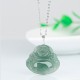 925 Sterling Silver Laughing Buddha Jade Protection Necklace