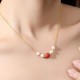 925 Silver Pearl Cinnabar Healing Bead Chain Necklace 925 Silver Pearl Cinnabar Healing Bead Chain Necklace