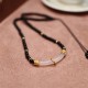 Black Onyx Chalcedony Protection Beaded Pendant