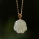 925 Silver Hetian White Jade Cat Paw Luck Necklace